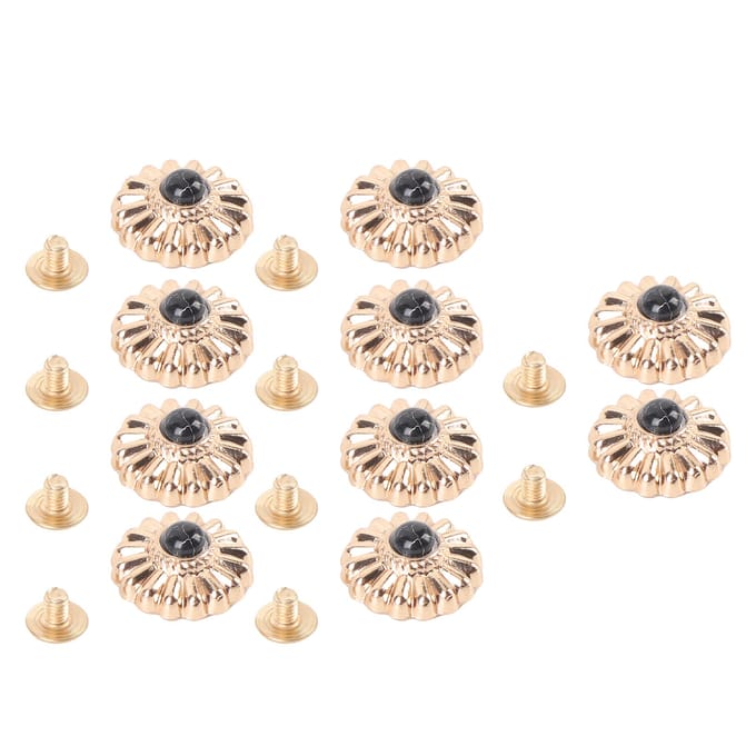 10 Pièces Bouton à Vis 16,5 mm Or Fleur Noir Turquoise Bouton à Vis avec Vis 4,5 mm pour Sac beige