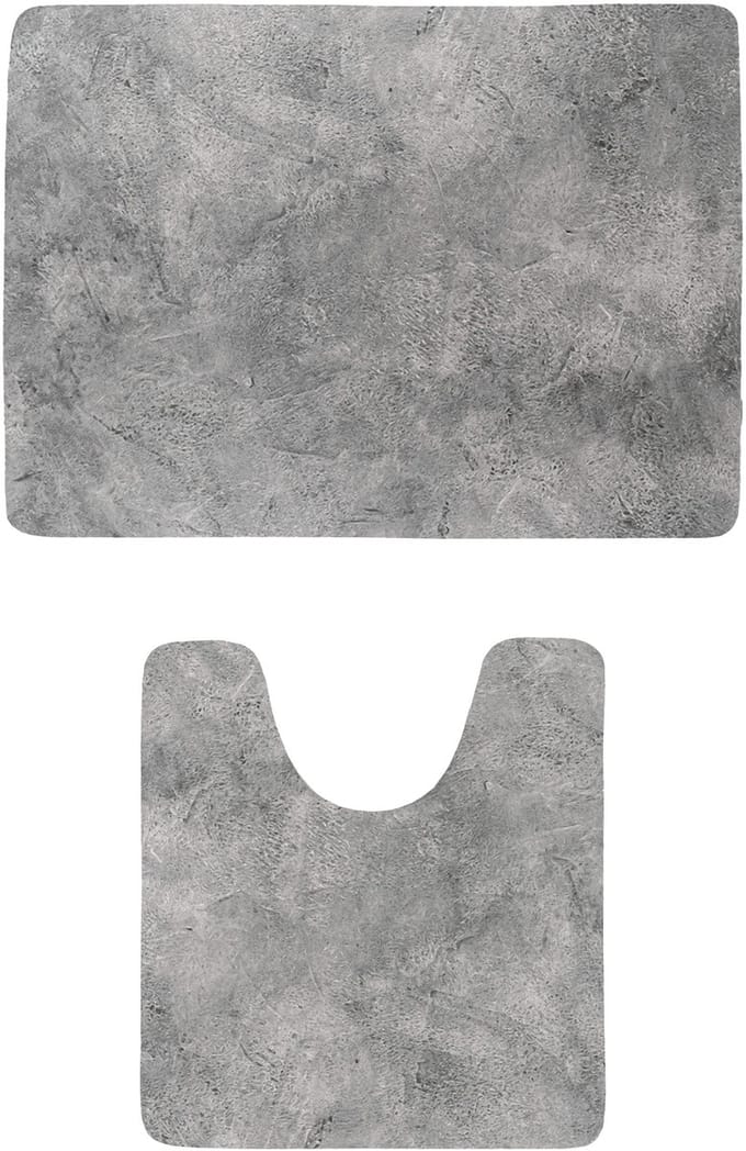 Tendance badkamer matten set Calm Concrete - toiletmat/badmat - microfiber - antislip