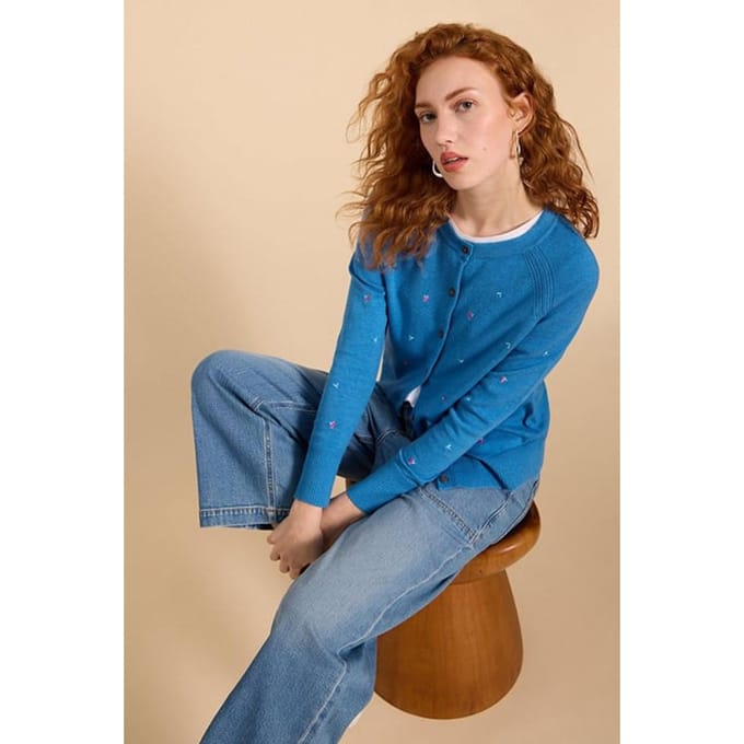 White Stuff Lulu Embroidered Cardi Blue Multi Taglia: 12 | Cardigan Outlet | Donna | Blu