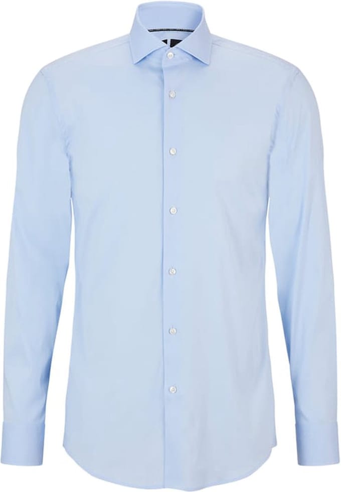 BOSS Hank slim fit overhemd - popeline - blauw - Strijkvriendelijk - Boordmaat: 46