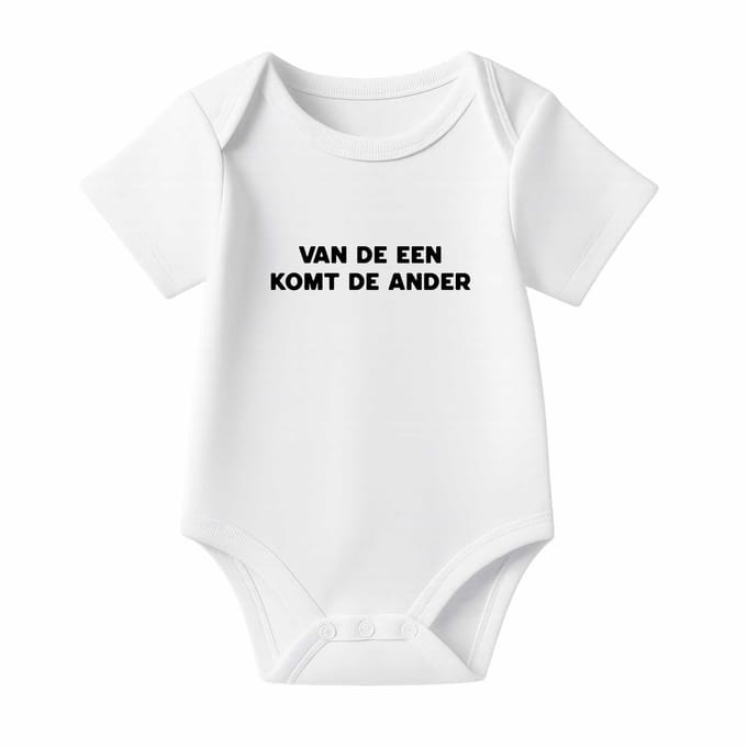 Romper Baby Aankondiging – Van de een komt de ander – Wit – Korte mouw – Maat 62/68