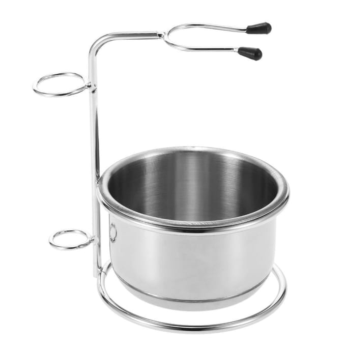 2 in 1 roestvrijstalen scheerset voor heren Scheerbeker + scheerhouder gray