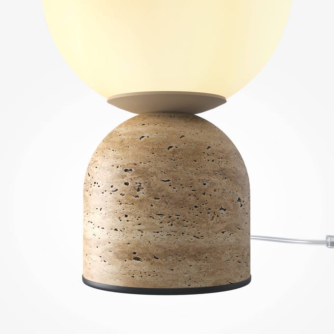 Maytoni tafellamp Tavo, beige, steen/glas, hoogte 25 cm