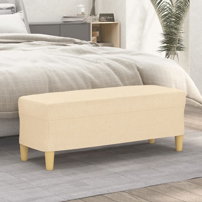 vidaXL - Bankje - 100x35x41 - cm - stof - crèmekleurig