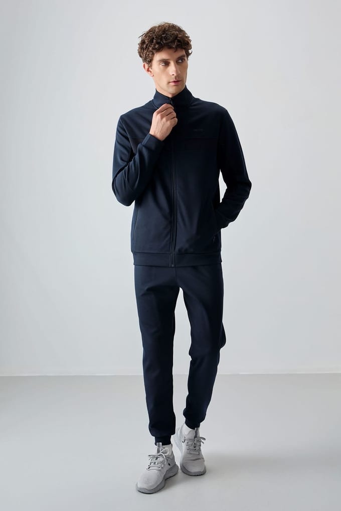 Heren Color Block Fleece Sweatshirt en Broek Set