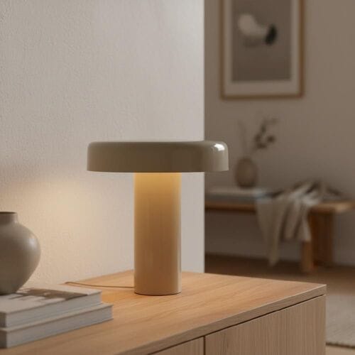 LUSENZ Arcene - Retro Tafellamp Wit 30 cm - Dressoir lamp - E14 fitting - Gecoat Metaal - Met aan/uit-schakelaar