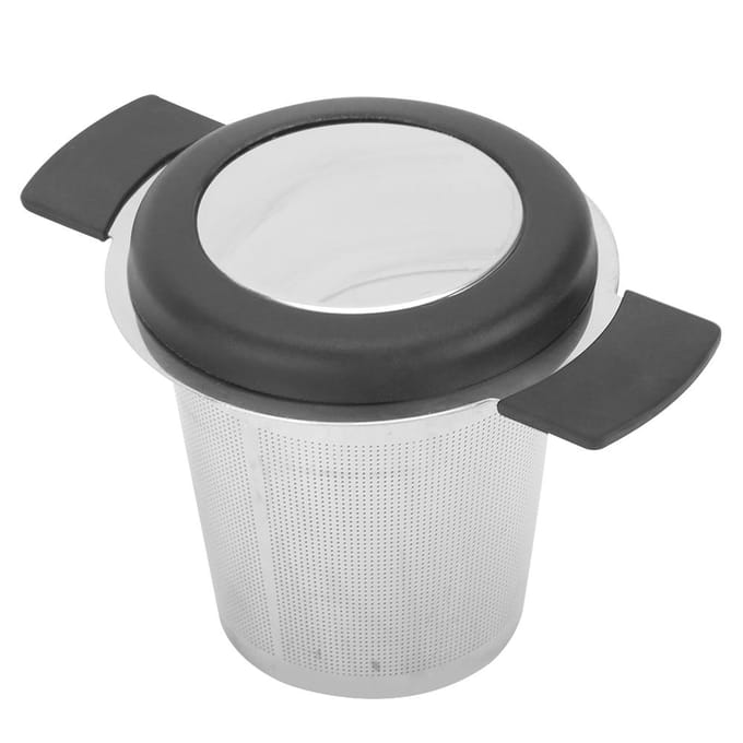 Theefilterbeker van roestvrij staal Infuseerzeef Theeaccessoires met siliconen deksel white