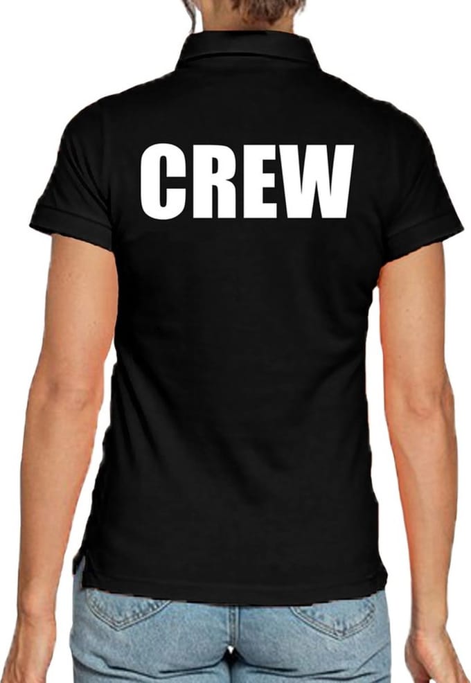 Crew poloshirt - zwart - voor dames - team polo t-shirt S