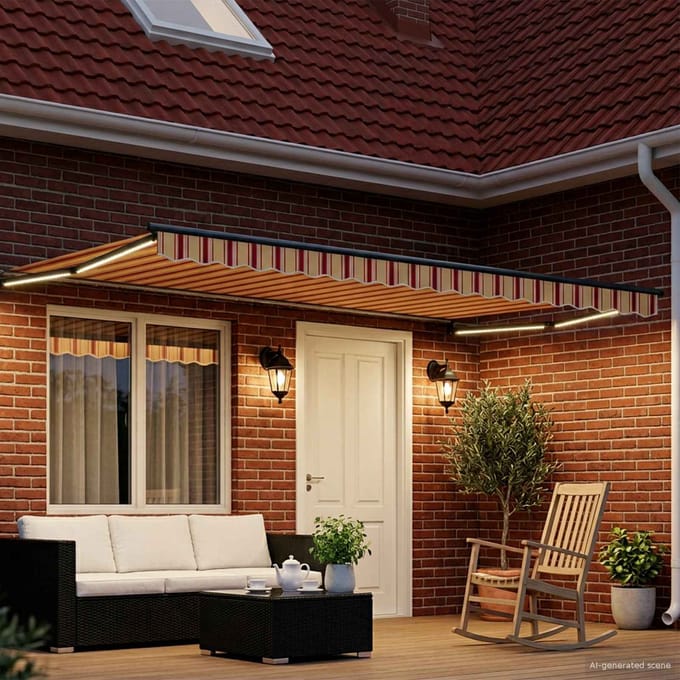 vidaXL - Handbediende - luifel - met - LED's - Multikleur - 4 - × - 3 - m