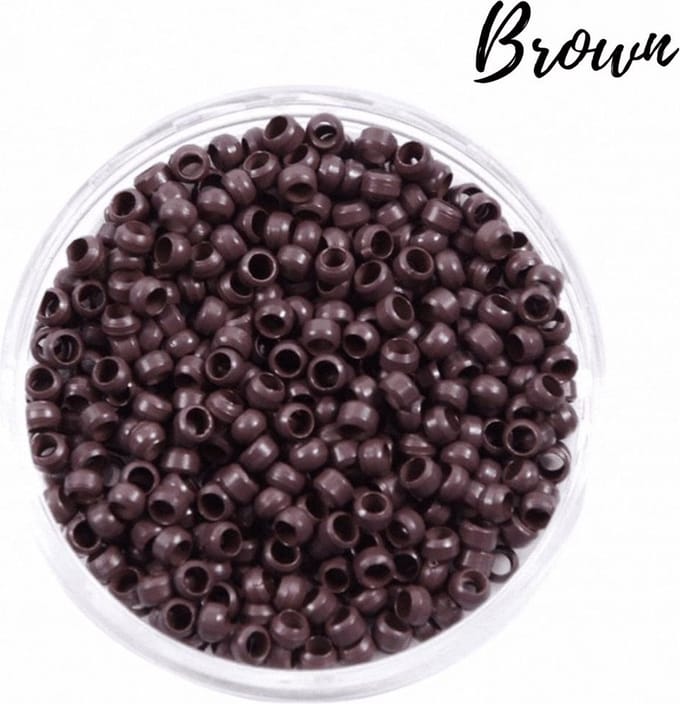 Microringen 200 stuks, kleur # 5 Bruin, voor het inzetten van hairextensions. Diameter 5 mm.