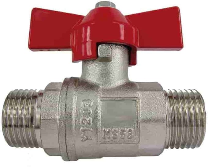 Kogelkraan 1/2 inch, Vleugelgreep, Messing, Buitendraad