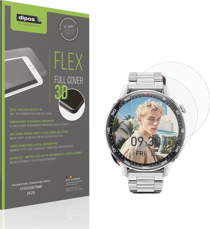 dipos FLEX – 2x Matte Screenprotector geschikt voor CHOOSETIME EF25 | Volledige Schermbescherming | Case-Friendly