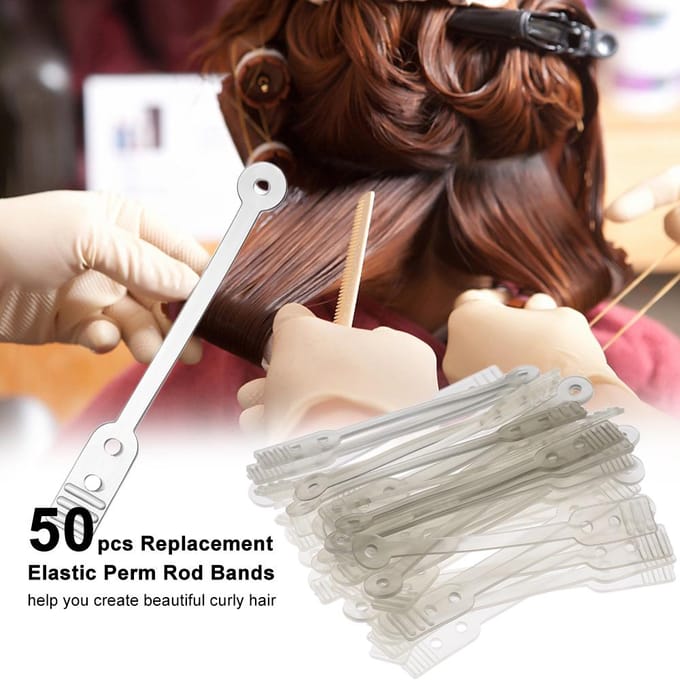 50 stuks Perm Rod Bands Vervangende Elastische Rubberen Banden Voor Lange Professionele gray