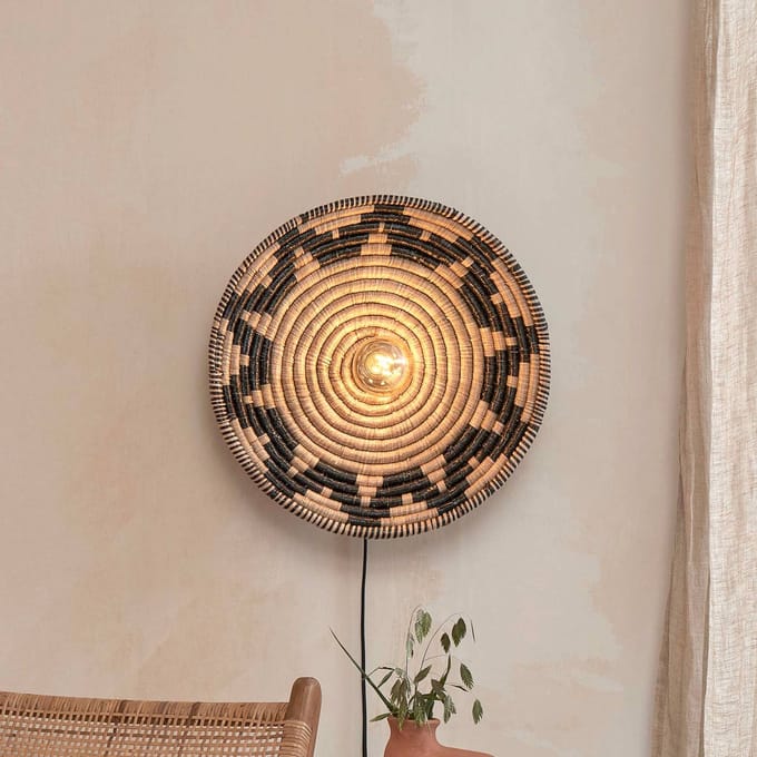 GOOD&MOJO Wandlamp Andros - Naturel/Zwart - Ø45cm - Binnen Scandinavisch