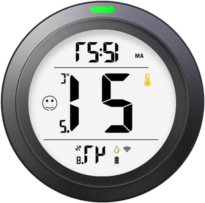 Slimme Sensor - Temperatuur Vochtigheid - Huisbewaking Binnen - App Afstandsbewaking - 40m² - Grijs