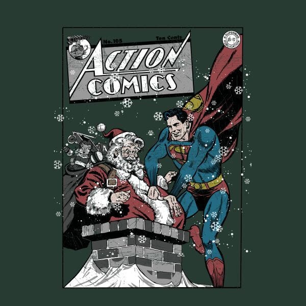 DC Superman Action Comics Women's Christmas T-Shirt - Forest Green - M