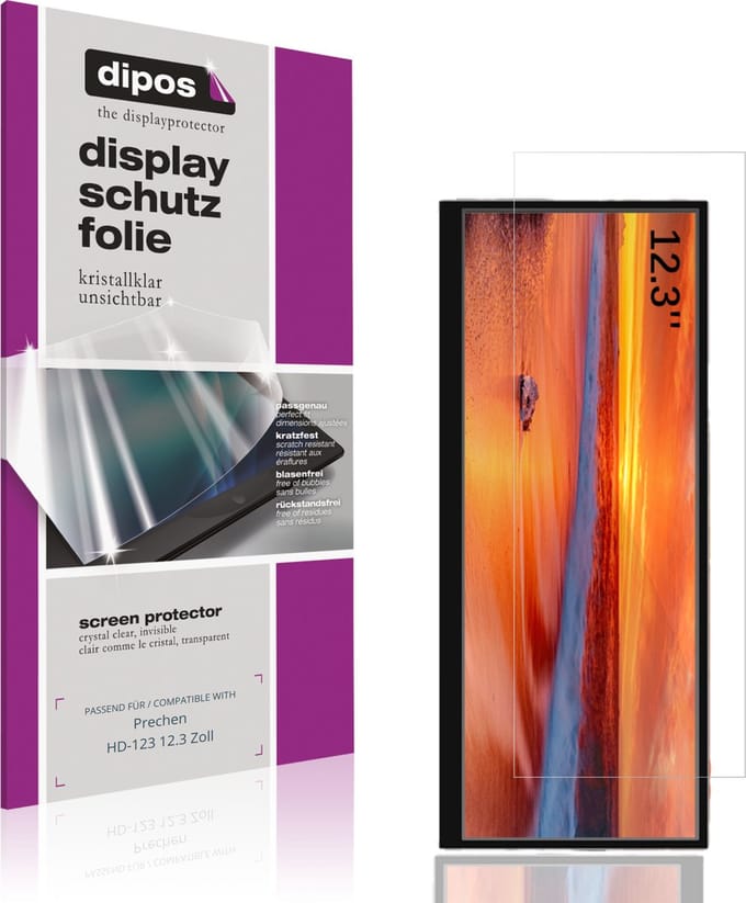 dipos – 2x Beschermfolie geschikt voor Prechen HD-123 12.3 Zoll | Krasbestendige & heldere Screenprotector Ultra-Thin