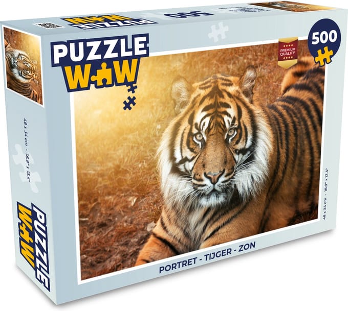 Puzzel Portret - Tijger - Zon - Legpuzzel - Puzzel 500 stukjes