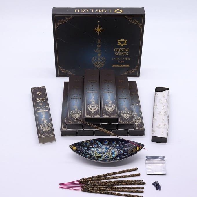 Crystal Scents Smudge Wierook Musk – 12 Doosjes – Inclusief Lapis Steen