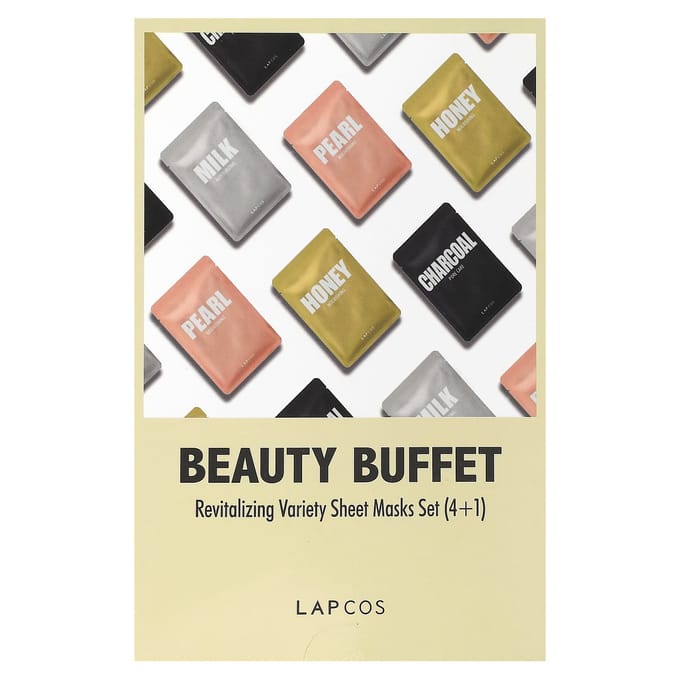 Lapcos, Beauty Variety, Revitalizing Variety Beauty Sheet Mask Set, 4 sheets + 1 pad beige