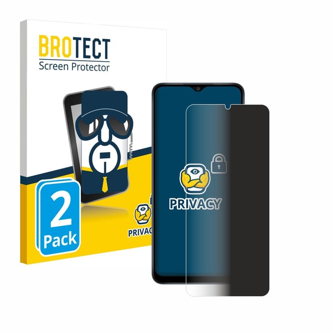 BROTECT - privacy screenprotector voor Samsung Galaxy A12 - Folie Beschermfolie Blauwlichtfilter 2 Stuks