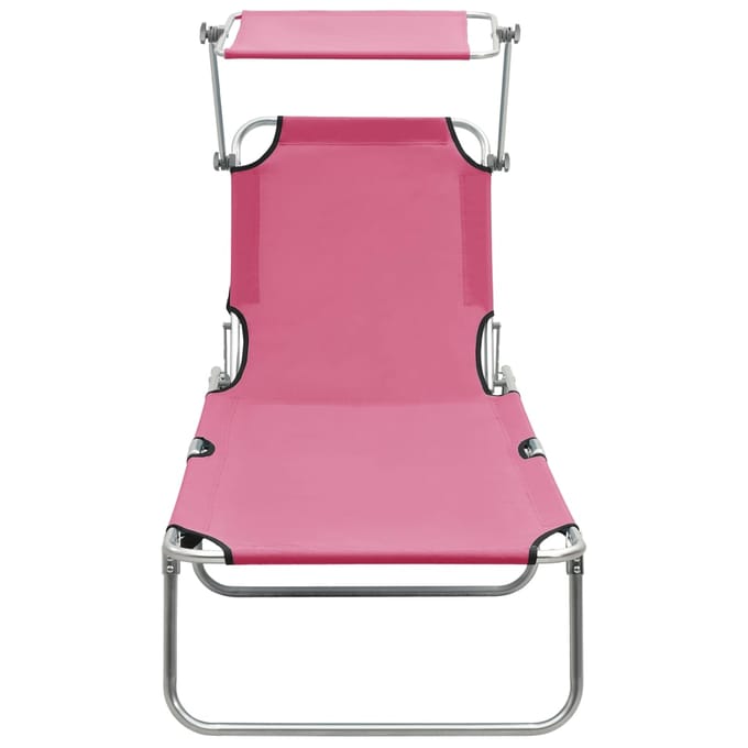 vidaXL - Ligbed - met - luifel - inklapbaar - staal - magenta