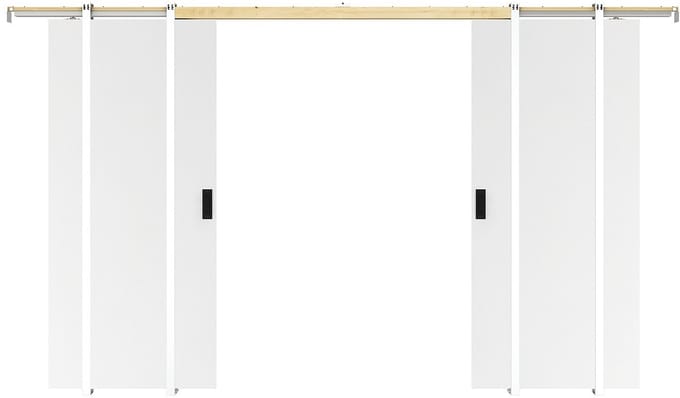 Vente-unique Dubbele schuifdeur met schuifsysteem - 2 x H205 x B63 cm - Mdf + wit pvc - VARIN II