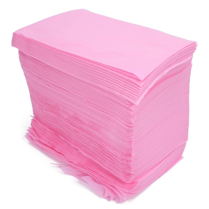 100 pièces Drap de lit jetable Salon de beauté Doux Non-tissé Drap de lit avec trou (Rose) pink