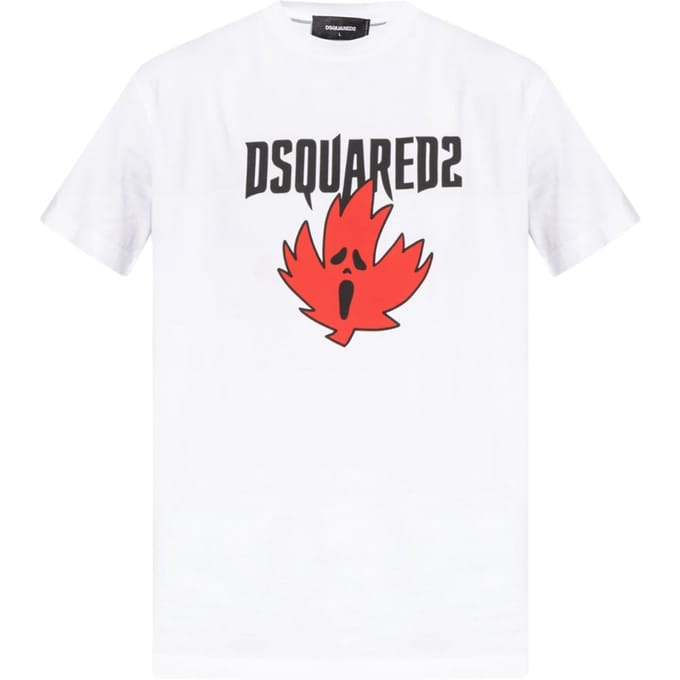 Dsquared2 Ghost Maple Leaf Cool Fit Wit T-shirt