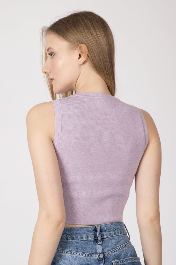 Gebreid Crew Neck Crop Top
