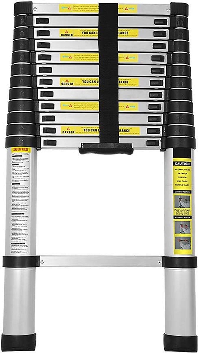 Telescoopladder Aluminium 3.8m - Uitschuifbaar en Flexibel - Max. Belasting 150 kg