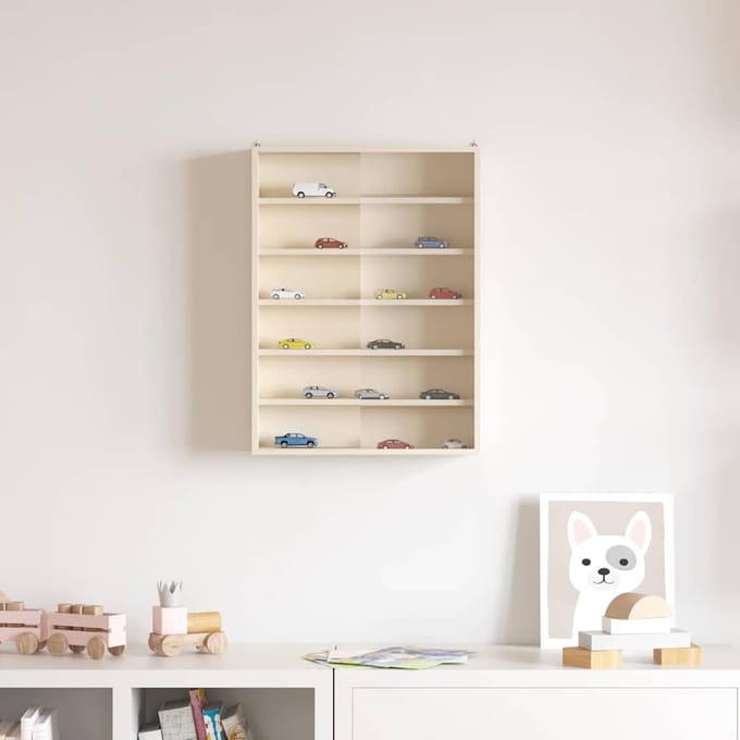vidaXL - Wanddisplaykast - met - plank - Beige - 40 - x - 8,5 - x - 54 - cm - Multiplex
