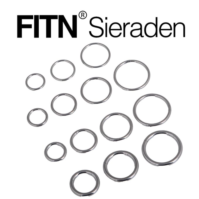 FITN-TGRNF-Titanium Hinged Segment Ring-Helix Piercing-Zilver-1x8 mm-Helix, Tragus, Septum, Lip, Neus Classic