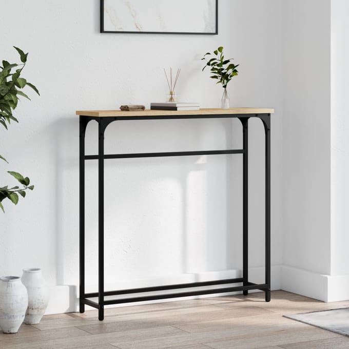 vidaXL - Consoletafel - Sonoma - Eiken - 75x19,5x75 - cm - Bewerkt - Hout
