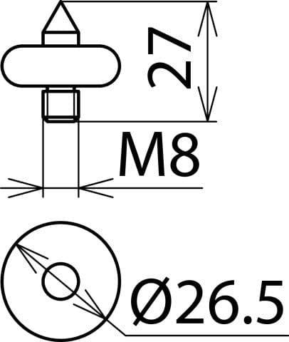 Uivormige elektrode M8 met schroefdraadbout voor PHE/PHV - 766913