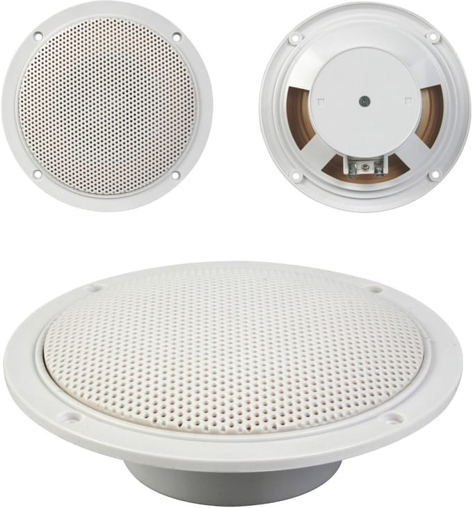 Velleman Inbouwluidspreker, 2 stuks, voor binnen en buiten, rond, wit, 5"
