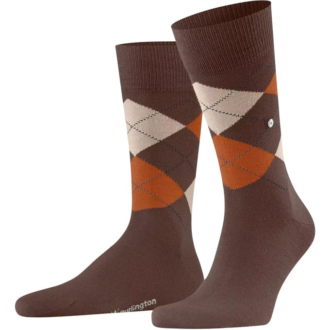 Burlington Edinburgh gedessineerd wol sokken heren bruin - maat 40-46