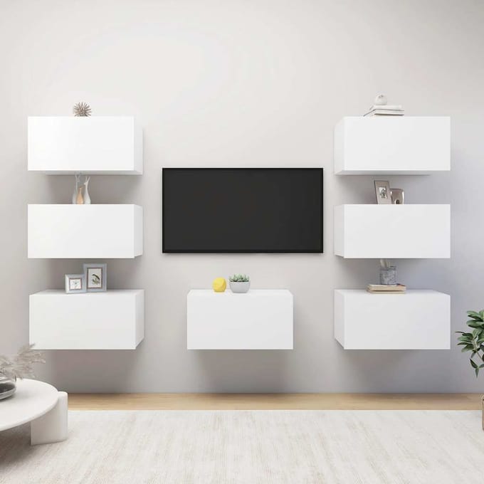 vidaXL - Tv-meubelen - 7 - st - 30,5x30x60 - cm - bewerkt - hout - wit