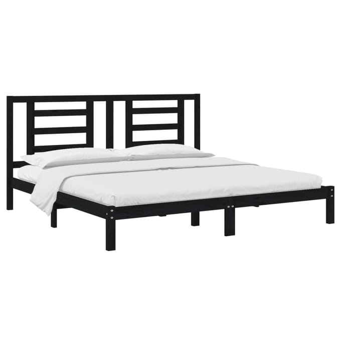 vidaXL - Bedframe - massief - grenenhout - zwart - 200x200 - cm