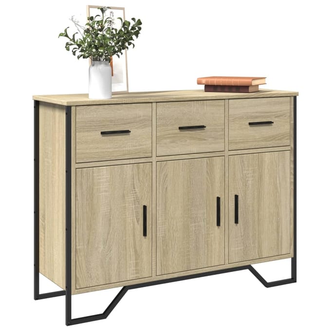 vidaXL - Dressoir - 97x32,5x74,5 - cm - bewerkt - hout - sonoma - eikenkleurig