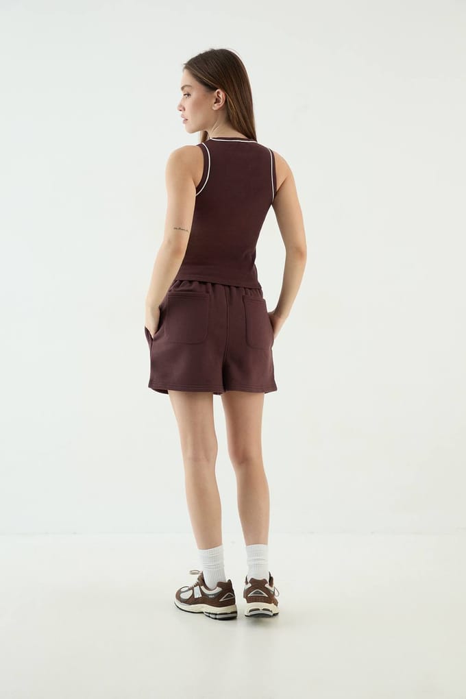 Dames Dsgn Studio Contrast Racer Back Hemdje | Chocolate | Maat: 2XL