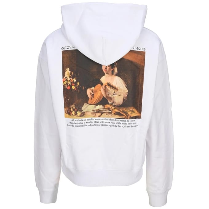 Off-White Caravaggio Lute Design Schwarzer ubergrosser Kapuzenpullover