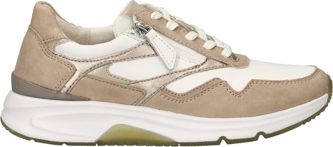 Gabor Rollingsoft dames sneaker - Beige wit