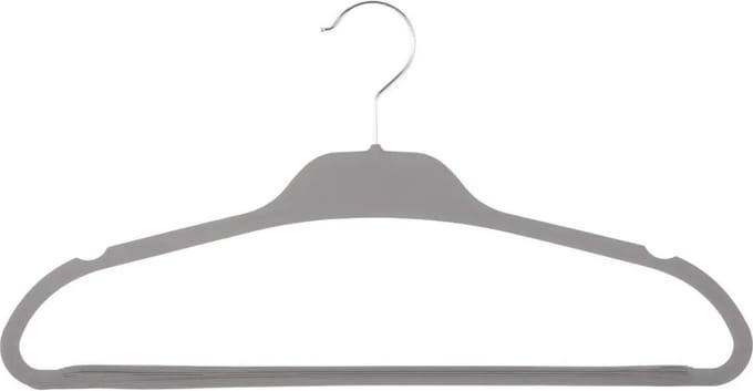 Set van 5x stuks kunststof/rubber kledinghangers grijs 45 x 24 cm - Kledingkast hangers/kleerhangers