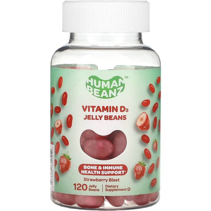 Human Beanz, Gélule Vitamine D3, Fraise Explosive, 120 Gélules
