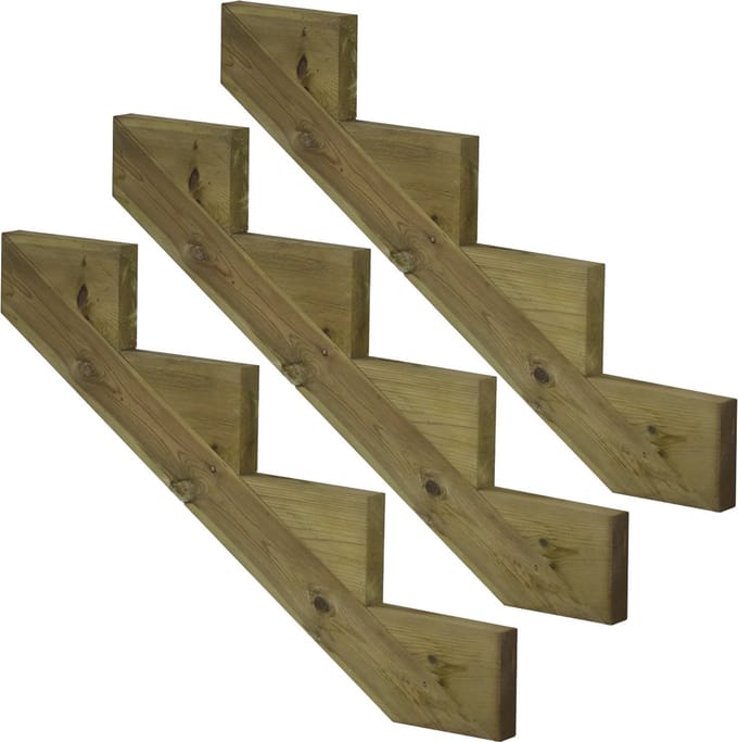Set van 3 stuks: Trapbalk 4 treden geïmpregneerd hout voor tuintrap