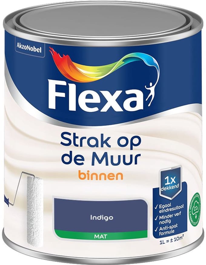 Flexa - Strak Op De Muur Binnen Mat - Indigo - Mengverf - 1 L