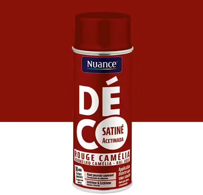 Nuance - spuitverf satijn - Rood Camelia - 400 ml - acryl spraylak
