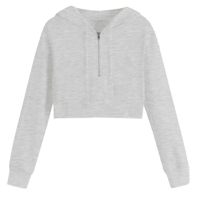 Miso Effen cropped hoodie voor dames (Grijs)