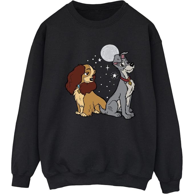 Disney Dames/Dames Lady And The Tramp Maan Sweatshirt (Zwart)